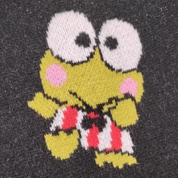 Hello Kitty & Friends by Forever 21 Knit Sweater Keroppi Print Black Green Sz L - Picture 12 of 14